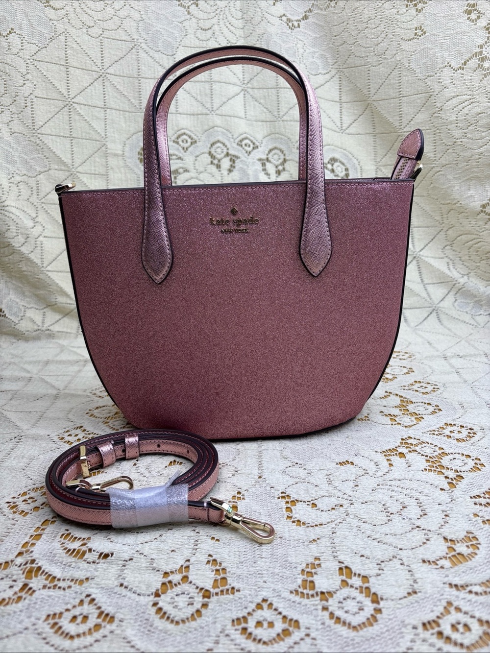 Kate Spade New York Glimmer Crossbody Satchel Pink Glitter